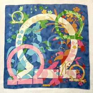 Salvatore Ferragamo Multi-color Silk Scarf,  34" x 34" VGUC